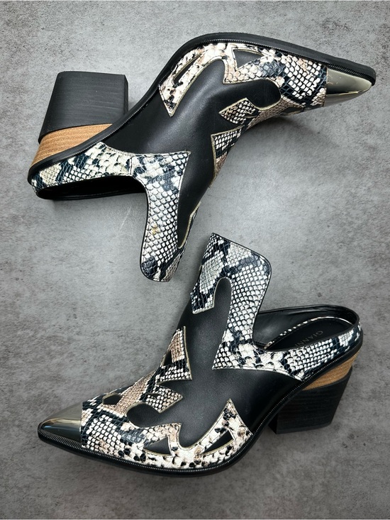 Gianni Bini Shoes - Gianni Bini Snakeskin Print Pointed Toe Block Heel Mule Size 10M NWT